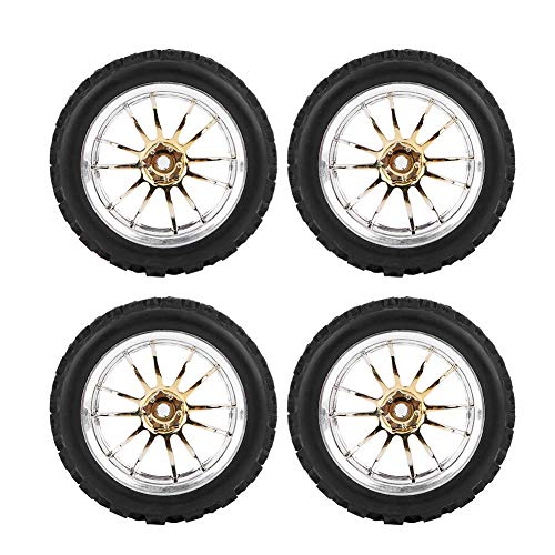 4 Stück RC-Auto-Gummireifen, 1:10 Geländewagen Universal-Gummireifen mit Kunststoffnabe Kompatibel Car Model Parts für HSP Redcat Exceed RC Traxxas HPI 1/10 RC Auto(Gold) von Drfeify