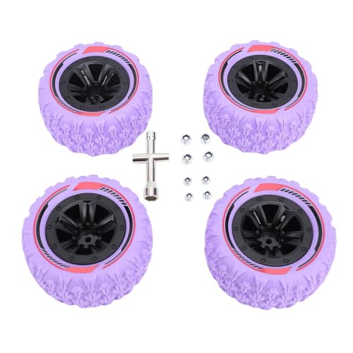 Drfeify 4PCS -Skala Offroad -Reifen 12mm Hex RC Car Crawler Reifen Setzen Sie Zubehör für 1/14 1/16 RC -Auto (Purple) von Drfeify