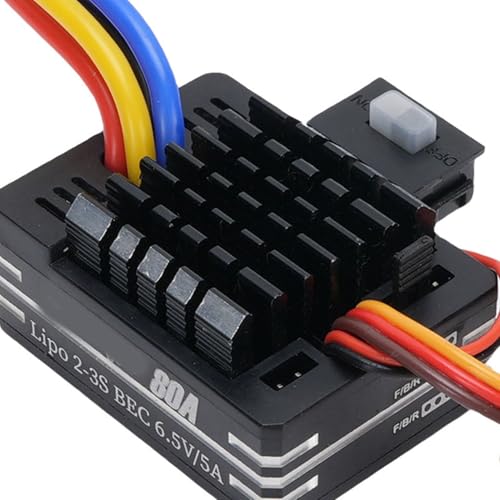 Drfeify 80A Gebürstetes ESC, Metallwasserschutzdesign, Überhitzungsschutz, 3 Steuermodi, T -Stecker XT60 -Stecker mit 540 550 750 Motorenkompatibilität (Black) von Drfeify