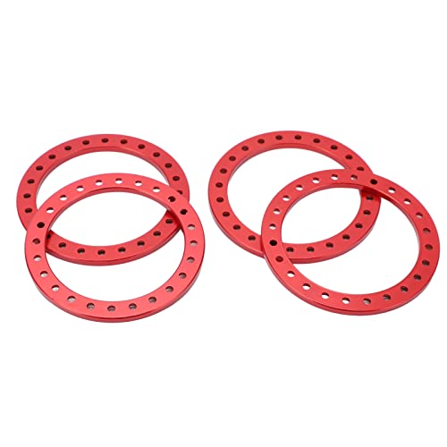 Drfeify Aluminiumlegierung Beadlock Wheel Außenring Rand -Ersatzset, Leichtes RC -Zubehör für Stabilitätsverstärkung, Geeignet für 1,9 Zoll VP Rad Nabe (Rot) von Drfeify