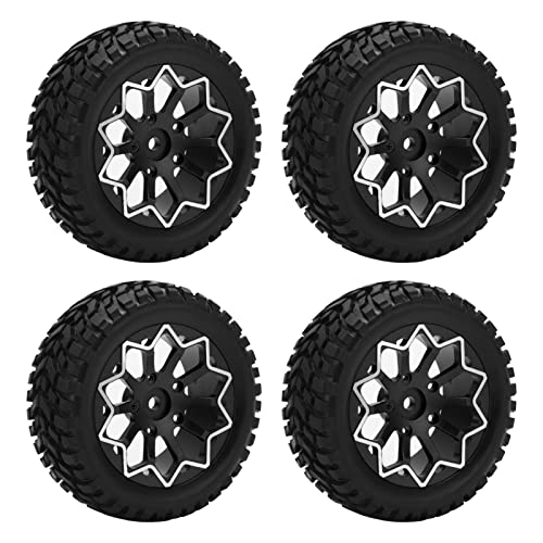 Drfeify Auto Wheel Tire 1/10 RC Studitum Textur Aluminium Aluminus Gummi Tim für TT01, Hohe Abriebfestigkeit für HPI HSP, 4PCS/Set (Black) von Drfeify