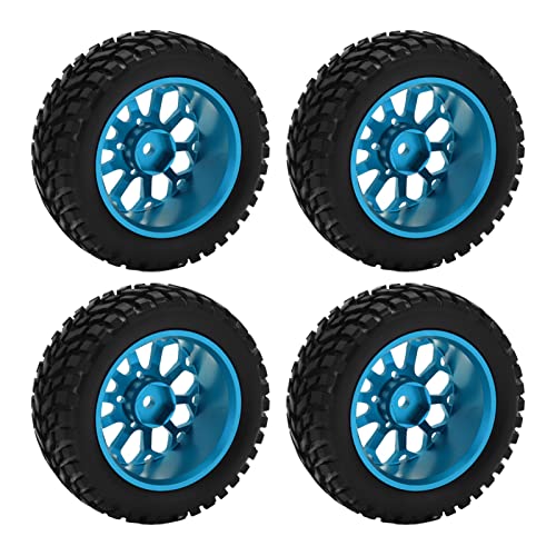 Drfeify Auto Wheel Tire 1/10 RC Studitum Textur Aluminium Aluminus Gummi Tim für TT01, Hohe Abriebfestigkeit für HPI HSP, 4PCS/Set (Blue) von Drfeify