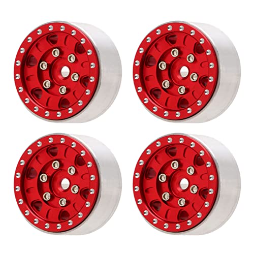 Drfeify Hohe Genauigkeit RC Rad Hub -Hub -Bündel für Axiales SCX24 1/24 RC Auto, Reduziert die Schwerkraft, 4 PCs Perlen Schloss für Auto Upgrade Projekte (Rot) von Drfeify