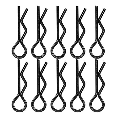 Drfeify Karosserie-Clips, 10-TLG. 7-mm-universal-car-car-Shell-Clip R-förmige Metall-Body-Clips-stifte für 1/5 1/6 /8/10 RC-CAR und Die Misten Ferngesteuterten Autos (Black) von Drfeify