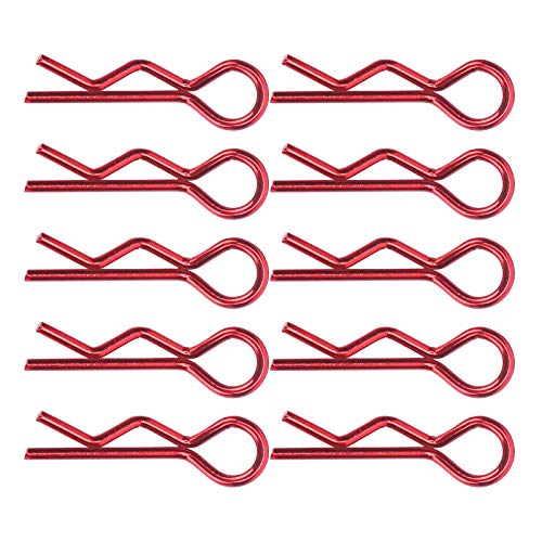 Drfeify Karosserie-Clips, 10-TLG. 7-mm-universal-car-car-Shell-Clip R-förmige Metall-Body-Clips-stifte für 1/5 1/6 /8/10 RC-CAR und Die Misten Ferngesteuterten Autos (Rot) von Drfeify