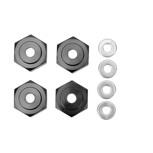 Drfeify Langlebiger RC -Rad -Hex Hub Set, Aluminiumlegierung Hex Koppler für für Axial, Verhindern, DASS Achsen Abfallen, 4 Stücke mit Unterlegscheiben (Black) von Drfeify