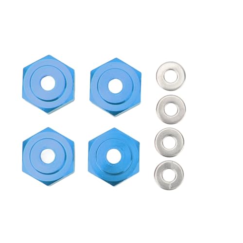 Drfeify Langlebiger RC -Rad -Hex Hub Set, Aluminiumlegierung Hex Koppler für für Axial, Verhindern, DASS Achsen Abfallen, 4 Stücke mit Unterlegscheiben (Dunkelblau) von Drfeify