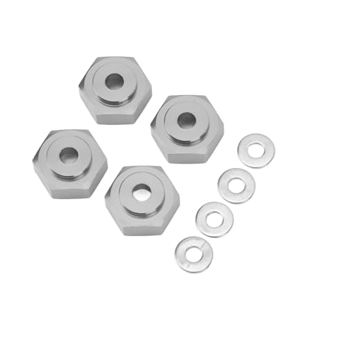 Drfeify Langlebiger RC -Rad -Hex Hub Set, Aluminiumlegierung Hex Koppler für für Axial, Verhindern, DASS Achsen Abfallen, 4 Stücke mit Unterlegscheiben (Grey) von Drfeify