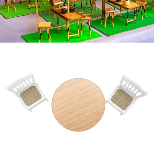 Drfeify Miniatur -ESS -Set, 3PCS 1:12 Solid Wood Dollhouse Möbel Set mit Runden Tisch und Stühlen für Kindersammler Geschenke von Drfeify