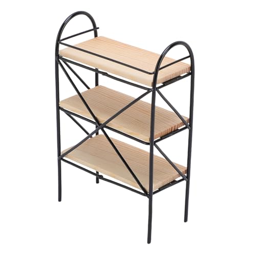 Drfeify Miniatur-Metallholz Gestell Ständer, 1:12 Puppenhaus Möbel Buch Regal Dekoration Zubehör von Drfeify