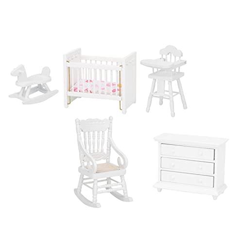 Drfeify PUPPENHAUSMODELL, 1:12 PUPPENHAUS Miniatur Holz Bett SITZSCHRANK MINI MBEL Modell SPIELZEUGE WEIWAWA Hause (5-teiliges Set) von Drfeify