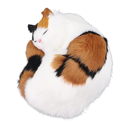 Drfeify Pelzige Katzenstatue, Innovative Fellkatzenfigur mit Simulation, charmant und bequem, handgefertigt für Geschenke (gelbe Katze) von Drfeify