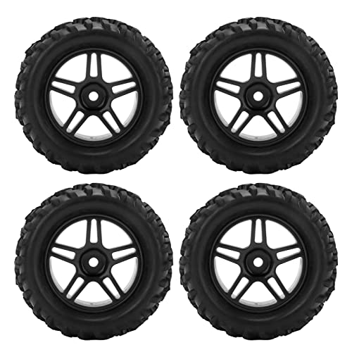 Drfeify Praktische RC -Gummi -Reifenräder mit Genauer Größe für Wltoys 144001 1/14 RC Off Straßenauto, Langzeitlebensdauer, 82 Mm Vorne und Hinten (Black) von Drfeify