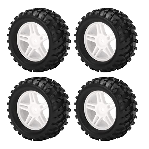 Drfeify Praktische RC -Gummi -Reifenräder mit Genauer Größe für Wltoys 144001 1/14 RC Off Straßenauto, Langzeitlebensdauer, 82 Mm Vorne und Hinten (White) von Drfeify