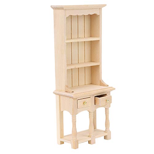 Drfeify Puppenhaus-BÜCHERREGAL, 3-LAGES Puppenhaus-Miniatur-BÜCERREGAL AUS Holz, Miniatur-Studidenkoration MIT Schubladen für 1/12 Puppenhaus (Urembryo (Einfaches Modell) von Drfeify