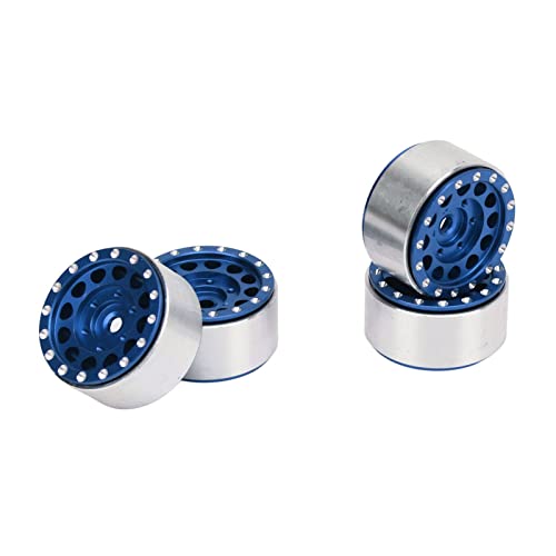 Drfeify RC -Beadlock - 4pcs Aluminiumlegierung RC Rad Felgen Hubs für 1/18 Axial SCX24 1/24 Autos mit Verbesserter Stabilität Langlebiger Konstruktion (Blue) von Drfeify