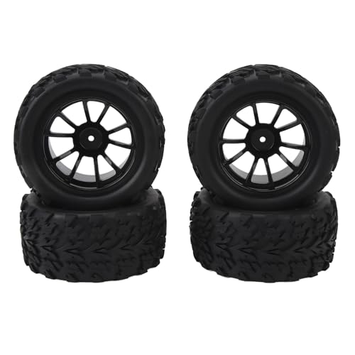 Drfeify RC Car Wheels Reifen, 10-Speichen-Gummifelgen mit M4-Sicherungsmutter, 1/10 Universal Wheels Reifen für Axial-, Hsp-, Redcat- und Hpi 1/10-Modelle von Drfeify