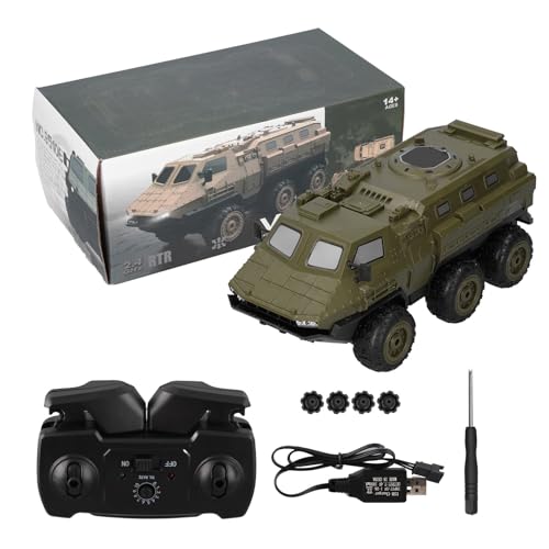 Drfeify RC Gepanzerter LKW, 2,4 GHz 1/16 RC Militär-LKW 6WD Gepanzertes Fahrzeug RC-Auto ab 14 Jahren von Drfeify