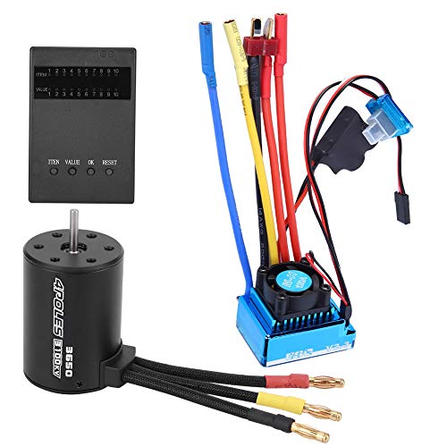 Drfeify RC Motor ESC Set, Metall 3650 Motor 3100KV + Bürstenloses ESC Programmkartenset Fastening Parts für 1/10 RC Auto Ersatzteil(120A) Fastening Hardware von Drfeify