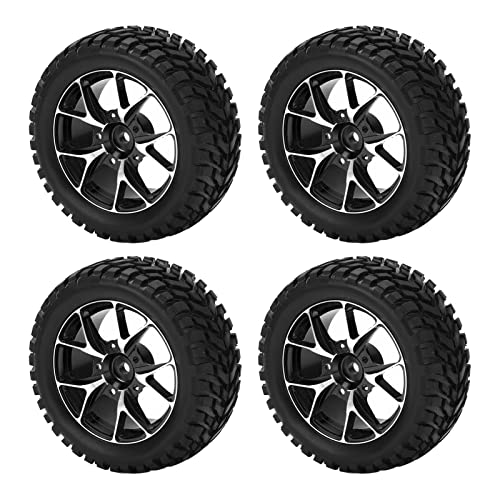 Drfeify RC Rally -Reifen Langlebige Aluminium -Leichtmetallräder 4pcs für 1/10 Flachsportwagen, Hochwertige Gummi RC Autozubehör für, (Black) von Drfeify