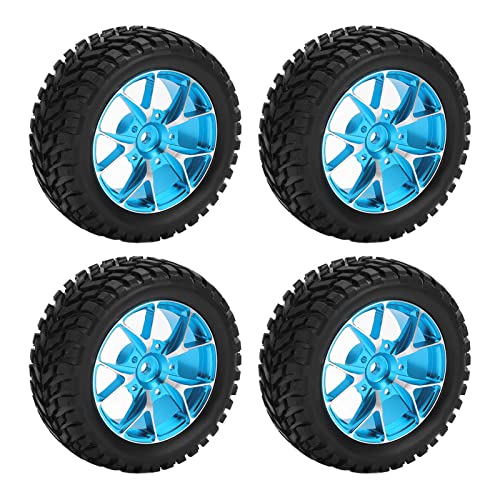 Drfeify RC Rally -Reifen Langlebige Aluminium -Leichtmetallräder 4pcs für 1/10 Flachsportwagen, Hochwertige Gummi RC Autozubehör für, (Blue) von Drfeify