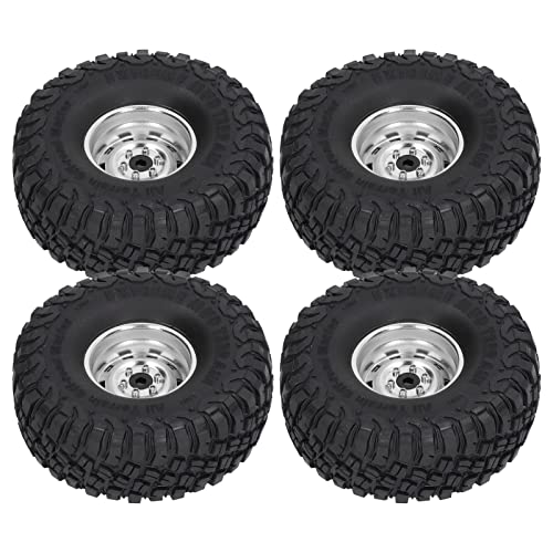 Drfeify RC Rubber Tire Upgrade Accessoires Stabiler Griff für SCX10 1/10 RC -Auto, 1,9 Zoll Breite 10 Löcher, 4pcs -Reifen für Outdoor Enthusiasten (Silver) von Drfeify
