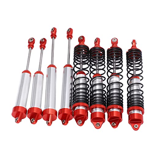 Drfeify RC Stoßdämpfer-Set, Stoßdämpfer-Dämpfer Aus-Aluminiumlegierung Vorn und Hinten RC-Fahrzug-StoßdämPer-Kits für Automodell SPAXXAS UDR RC 1/7 Zubehör (Rot) von Drfeify
