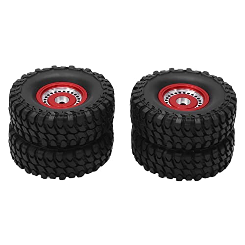 Drfeify RC Vordere Hintere Gummireifen, 55 -mm -Reifen mit 24 Lochradfelgen, Aluminiumlegierung und Gummi Material (Rot) von Drfeify