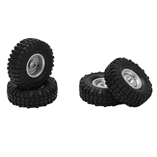 Drfeify RC Vordere Hintere Gummireifen, 55 -mm -Reifen mit 24 Lochradfelgen, Aluminiumlegierung und Gummi Material (Silver) von Drfeify