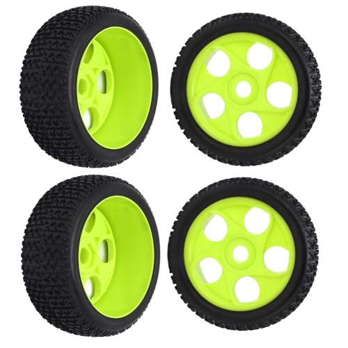 Drfeify Robuste Grüne RC-Felgen, Reifen, 4 Stück, 17 Mm Sechskantdurchmesser mit 5 Löchern für1/8 RC-Car von Drfeify