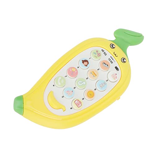 Drfeify frühes Lerntelefon, 15 x 7 x 2 cm, 3 Farben, Bananenform, zweisprachige Beißabdeckung für Beißring, Multi-Modus, Handy für (Gelb) von Drfeify