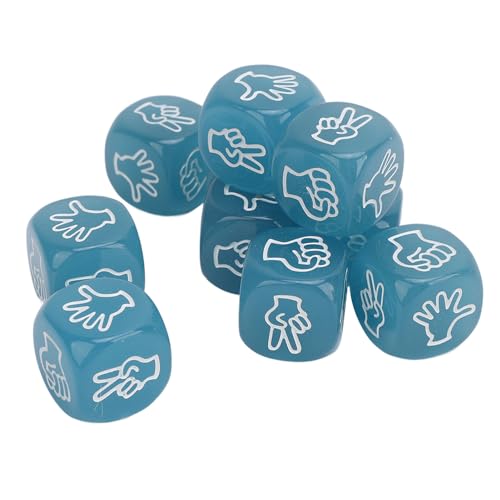 Drfeify Finger-Ratewürfel, Leuchtendes Rock-Scheren-Papierwürfel-Set, 10 Stück, mit Im Dunkeln Leuchtenden Eigenschaften, für Brettspiele (Blue) von Drfeify