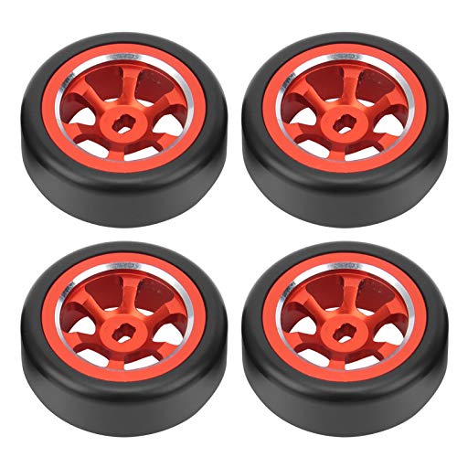 RC Drift Tire, 4 Stück RC Metal Drift Tire RC Autozubehör Kompatibel mit Wltoys K969 K989 P929 1/28 RC(rot), Zubehör Fastening Parts für Modellautos von Drfeify