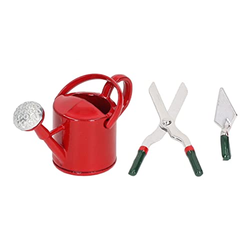 Dollhouse Garden Tool, Miniaturgartenwerkzeuge Set 1:12 Skala -Legierungswässerung kann Schere für Dollhouse -Enthusiasten und Sammler Spaten (Rot) von DriKou