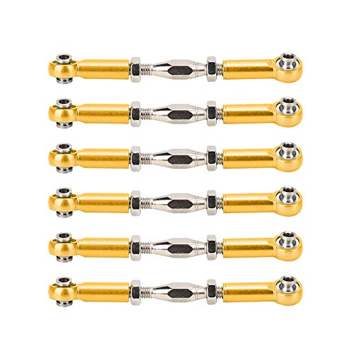 DriKou Backbuckle -Stangenverknüpfung, 6pcs Aluminiumlegierung einstellbare Pushsturnbuckle -Stangen -Bindungs ​​-Zubehör für RC -Automodelle (Gold) von DriKou