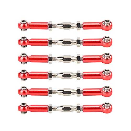 DriKou Backbuckle -Stangenverknüpfung, 6pcs Aluminiumlegierung einstellbare Pushsturnbuckle -Stangen -Bindungs ​​-Zubehör für RC -Automodelle (Rot) von DriKou