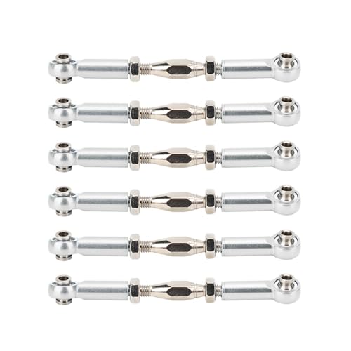 DriKou Backbuckle -Stangenverknüpfung, 6pcs Aluminiumlegierung einstellbare Pushsturnbuckle -Stangen -Bindungs ​​-Zubehör für RC -Automodelle (Silber) von DriKou