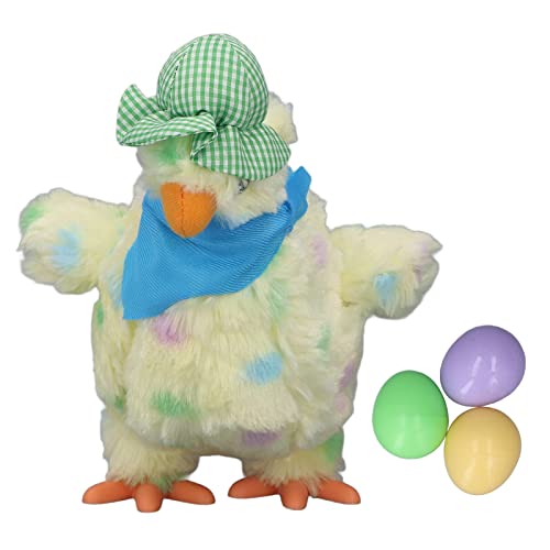 DriKou Elektrisches Plüsch -Eier -Hühnchenspielzeug, süßes tanzendes Musik -gefülltes Tier mit 3 farbigen Eiern für Kinder Interaktives Spiel mit kurzem Plüschmaterial (30cm) von DriKou