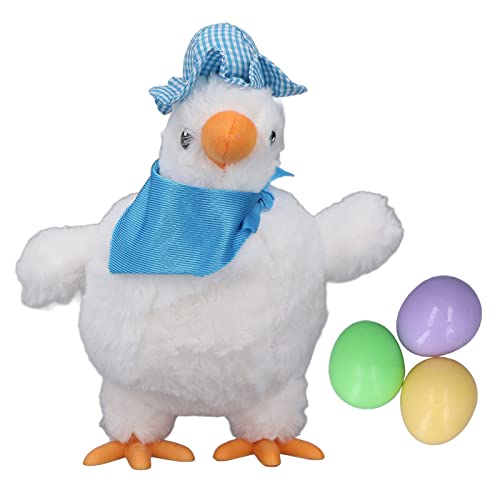 DriKou Elektrisches Plüsch -Eier -Hühnchenspielzeug, süßes tanzendes Musik -gefülltes Tier mit 3 farbigen Eiern für Kinder Interaktives Spiel mit kurzem Plüschmaterial (30cm) von DriKou