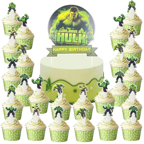 Hulk-Kuchenaufsätze, Hulk-Cupcake-Topper, 25 Stück, Superhelden-Kuchenaufsätze, Geburtstagsdekorationen, Driflo Superhelden-Geburtstagsparty-Zubehör, H-ulk-Partyzubehör, Cupcake-Topper, Geschenke für Hulk-Kuchenaufsätze, Hulk-Cupcake-Topper, 25 Stück, Superhelden-Kuchenaufsätze, Geburtstagsdekorationen, Driflo Superhelden-Geburtstagsparty-Zubehör, H-ulk-Partyzubehör, Cupcake-Topper, Geschenke für von Driflo