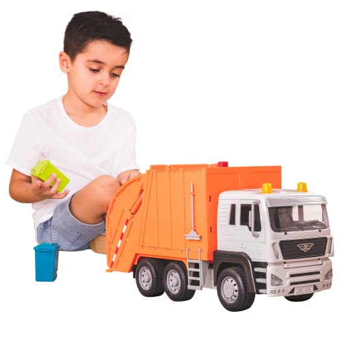 Driven Großer Müllabfuhrwagen 54 cm – Mit Lichtern, Geräuschen und Funktionen – LKW Spielzeug Müllauto ab 3 Jahren, Kinder Spielzeug Mädchen und Jungen von Driven by Battat