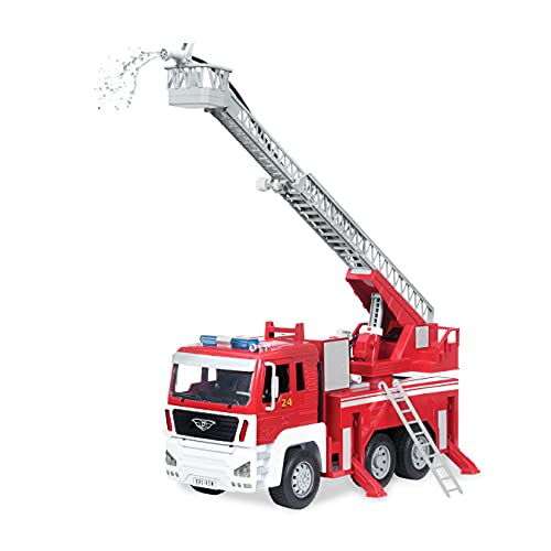 Driven Großes Feuerwehrauto 50 cm – Mit Lichtern, Geräuschen und funktionsfähigem Wasserschlauch – LKW Spielzeug für Kinder ab 3 Jahren von Driven by Battat