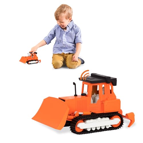 Driven Micro Bulldozer 16 cm mit Räumschild und Tönen – Planierraupe Spielzeugauto mit Geräuschen, Funktionen – Realistischer Spielzeug LKW ab 3 Jahren von Driven by Battat