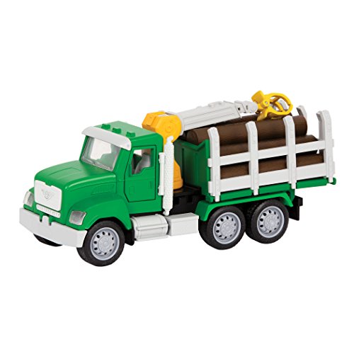 Driven Micro Holz Transport 19 cm mit Lichtern und Tönen – Spielzeugauto LKW Langholztransporter mit Baumstämmen und Funktionen – Spielzeug ab 3 Jahren von Driven by Battat