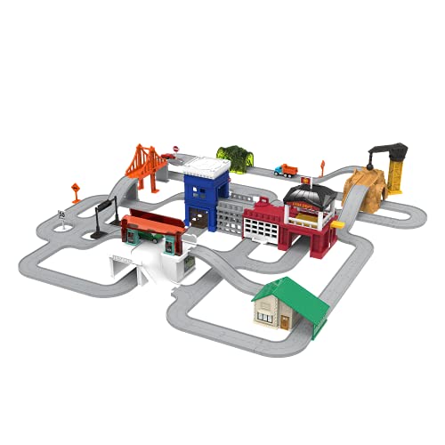 Driven Pocket 140 Teile Mini Set Stadtbau mit Gebäuden, Feuerwehr, Tunnel und mehr – Spielzeugautos mit Zubehör und Funktionen Spielzeug ab 3 Jahren von Driven by Battat