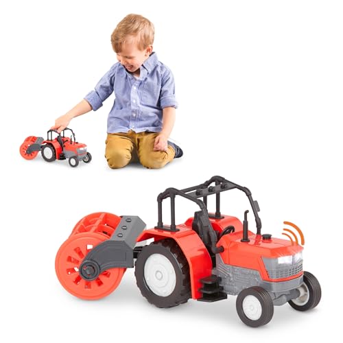 Driven Micro 2er Set Traktor und Bodenfräse 18 cm mit LED-Lichtern und Tönen – Spielzeugauto LKW mit Funktionen – Spielzeug ab 3 Jahren von Driven by Battat
