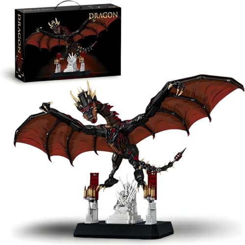 Drachen Klemmbausteine Set für Erwachsene, STEM Drogon Feuerdrache Bausteine Modell für Got Fans Heimbüro Dekor, 1868 Teile Drachen Bausteine Filmfans Geschenk von DrmBeyd