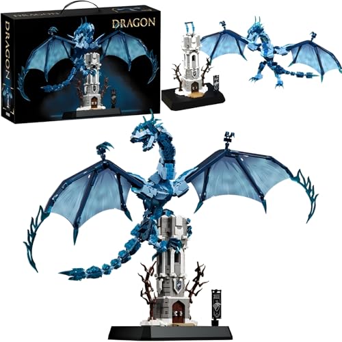 Drachen Klemmbausteine Set für Erwachsene, STEM Viserion Eisdrachen Bausteine Modell für Got Fans Heimbüro Dekor, 1786 Teile Drachen Bausteine Filmfans Geschenk von DrmBeyd