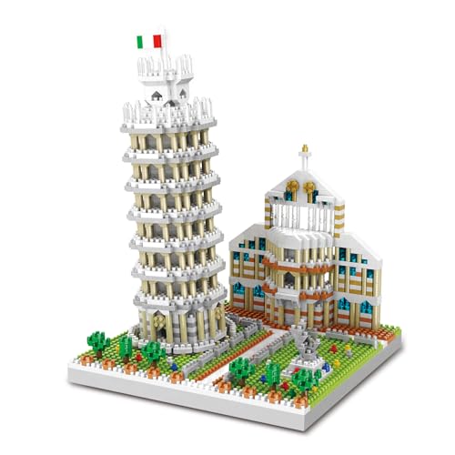 DrmBeyd Architektur Schiefen Turm von Pisa Bausteine, Mini Architektur Bausteine für Erwachsene, 1498 Teile Mini Micro Berühmtes Wahrzeichen Bausatz, Geschenk für Erwachsene und Jugendliche von DrmBeyd