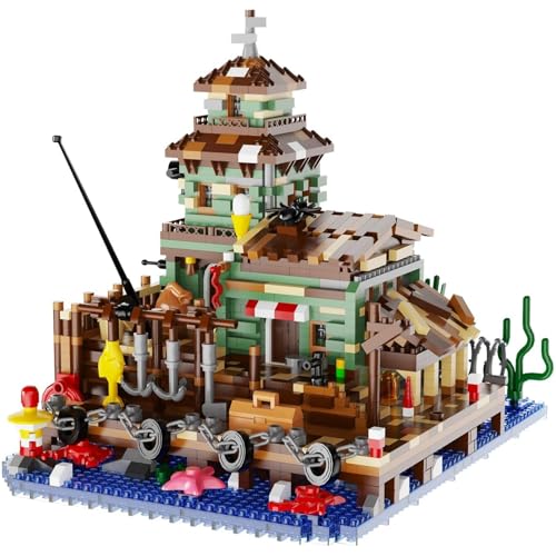 DrmBeyd Fischerdorf Laden Haus Bausteine Set, 2560 Teile Mikro-Bausteine ​​Architektur Modell, Mini Mikro Hütte Seaside Bausatz, Deko Geschenk für Geburtstag & Weihnachten von DrmBeyd